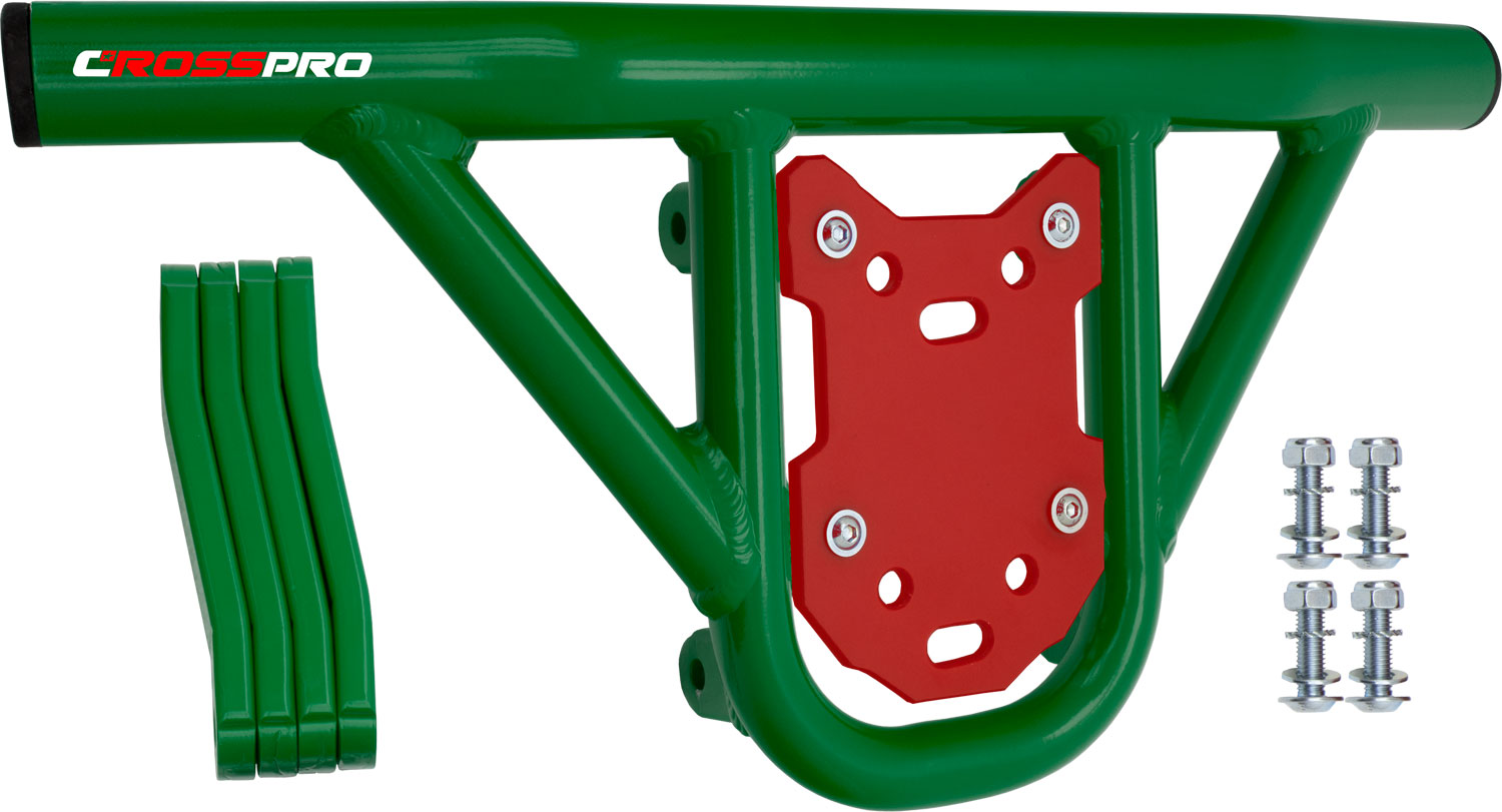 Crosspro - Front Bumper Hat For Yamaha YFM 350 Raptor-Green Tube / Red Plate