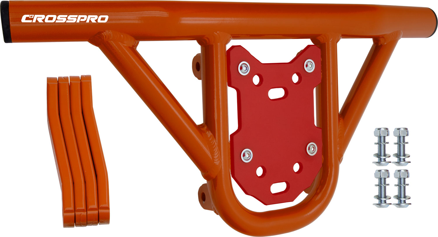 Crosspro - Front Bumper Hat For Yamaha YFM 700 Raptor-Orange Tube / Red Plate