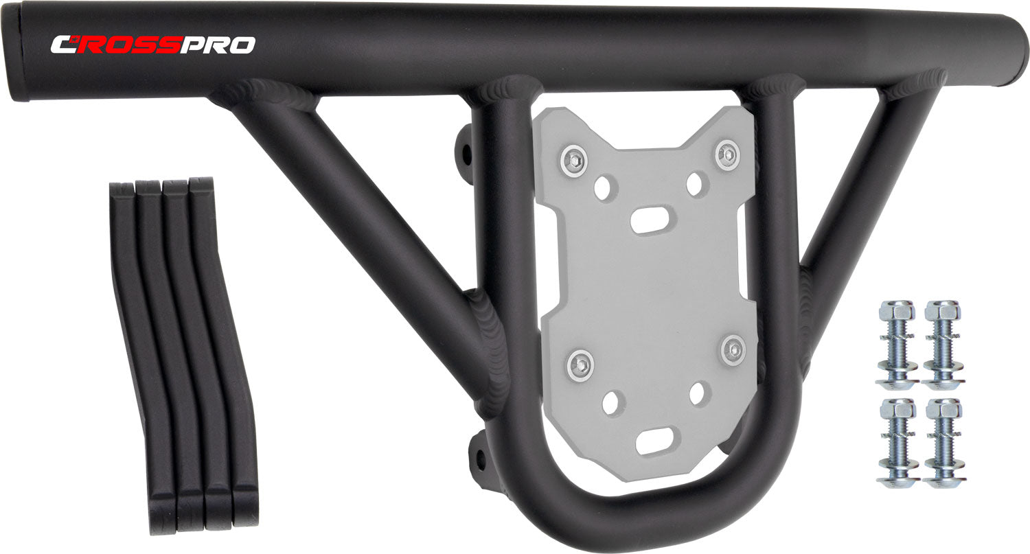 Crosspro - Front Bumper Hat For Yamaha YFM 660 Raptor-Textured Black Tube / White Plate