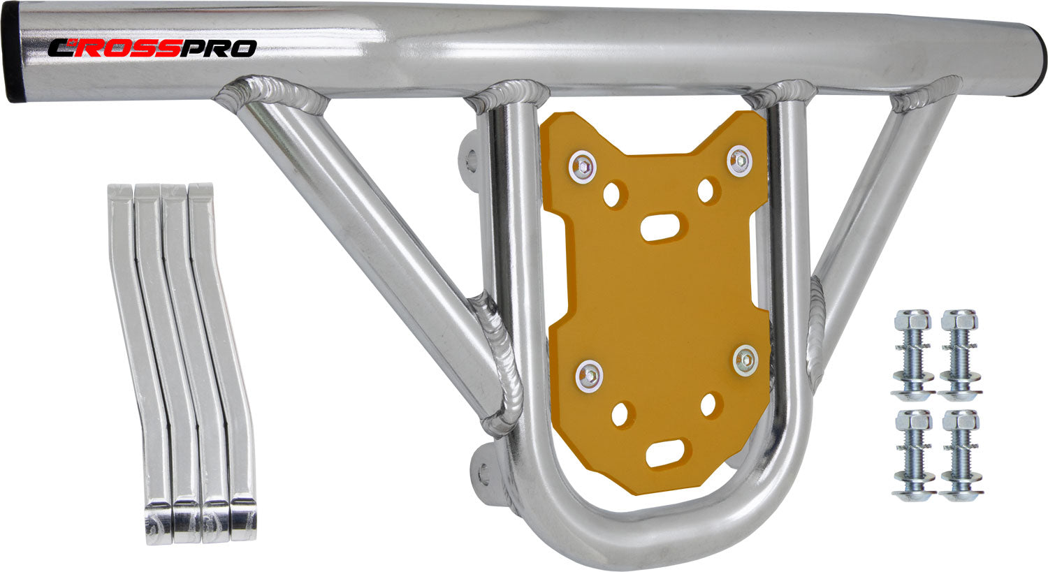 Crosspro - Front Bumper Hat For Yamaha YFM 660 Raptor-Polish Tubo / Yellow Plate