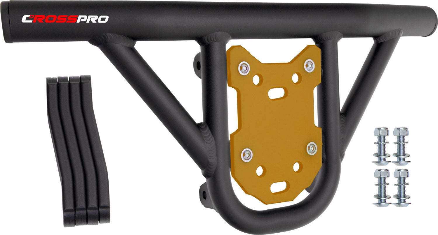 Crosspro - Front Bumper Hat For Yamaha YFM 250 Raptor-Textured Black Tube / Yellow Plate