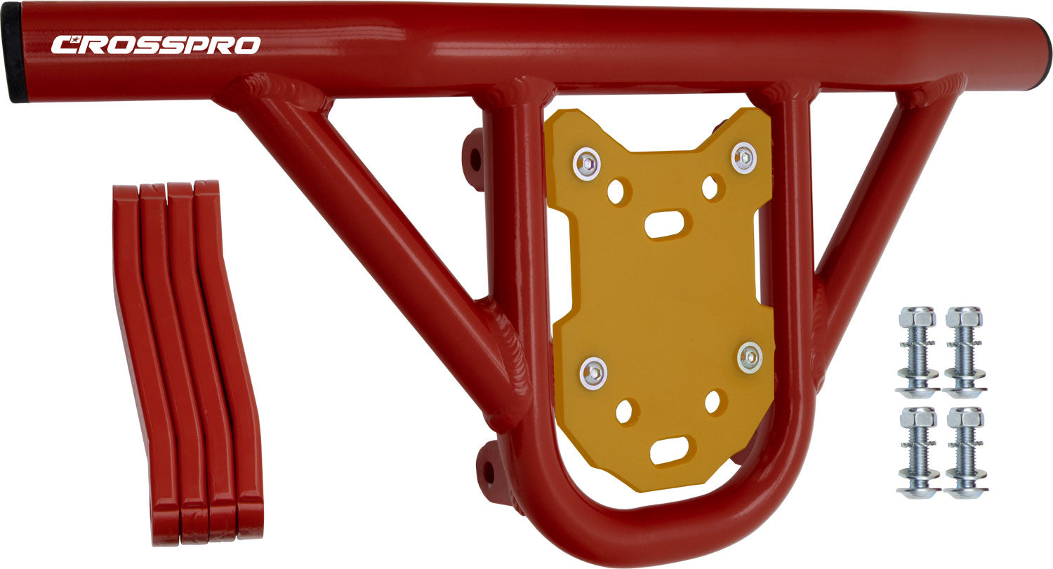 Crosspro - Front Bumper Hat For Yamaha YFM 350 Raptor-Red Tube / Yellow Plate
