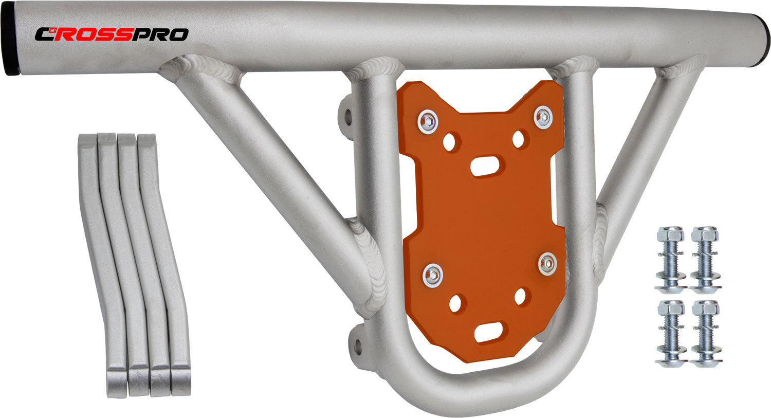 Crosspro - Front Bumper Hat For Can Am (BRP) DS 250-Ice Polish Tube / Orange Plate