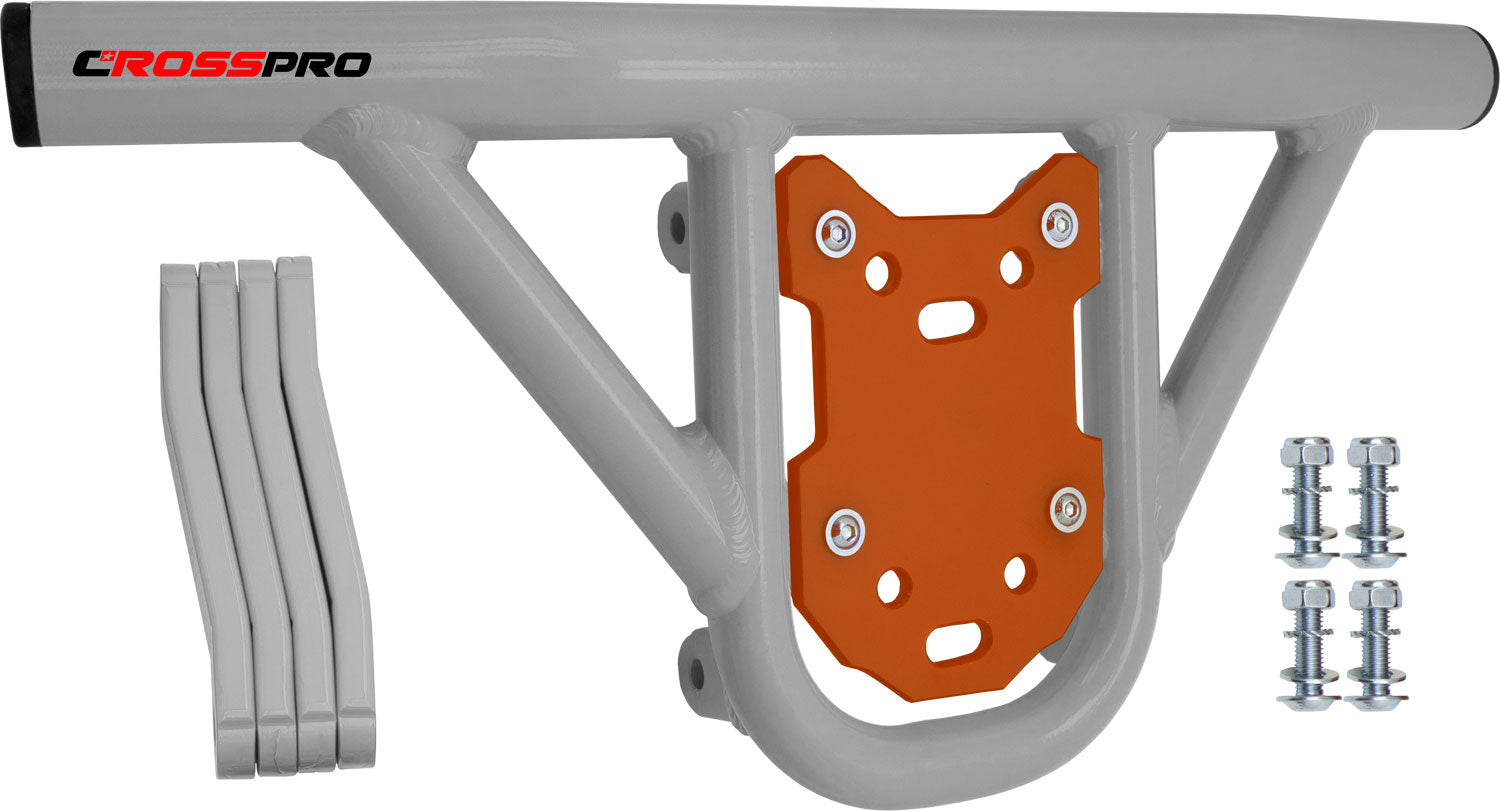 Crosspro - Front Bumper Hat For Yamaha YFM 250 Raptor-White Tube / Orange Plate