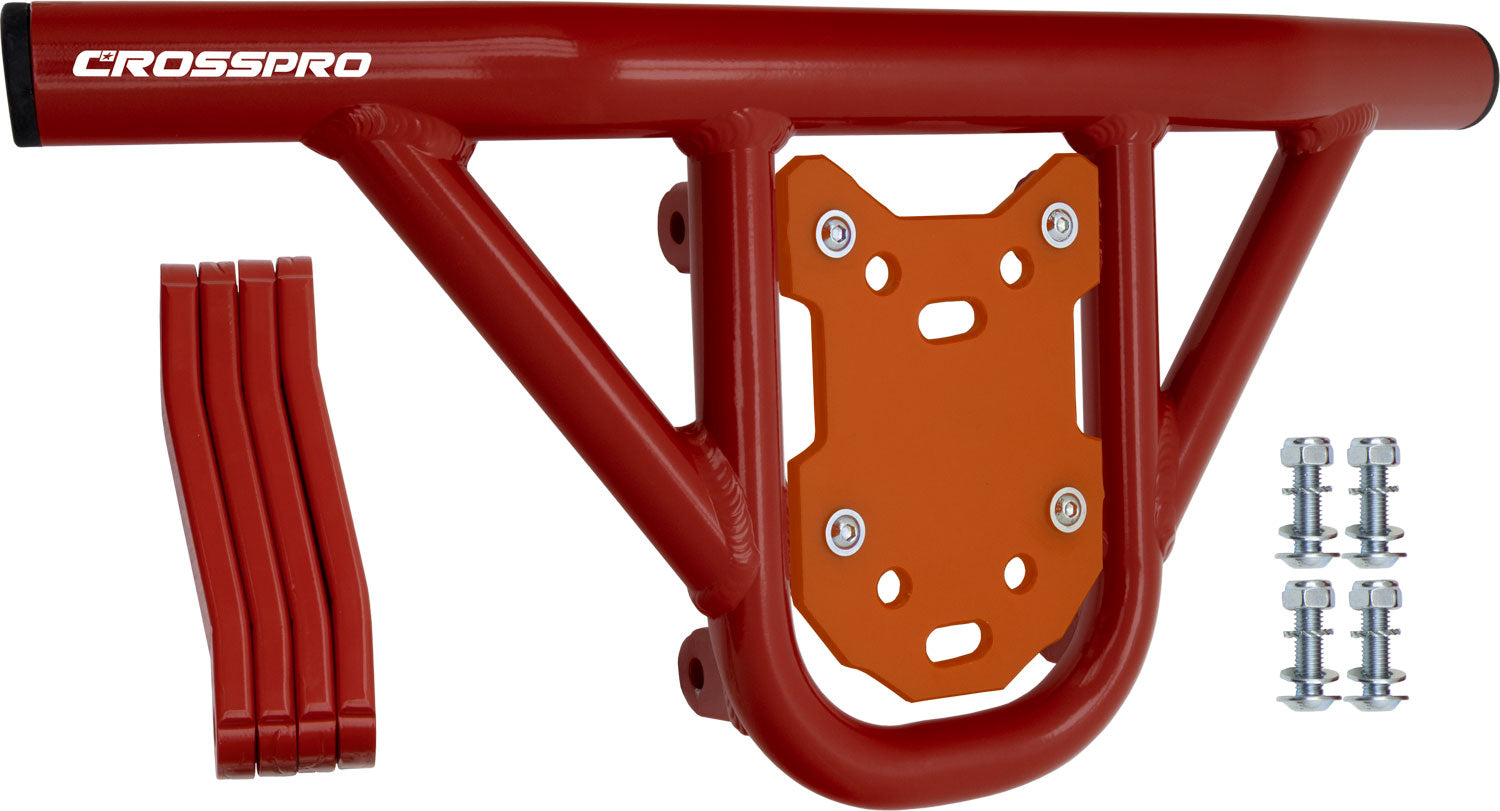 Crosspro - Front Bumper Hat For Yamaha YFM 350 Raptor-Red Tube / Orange Plate
