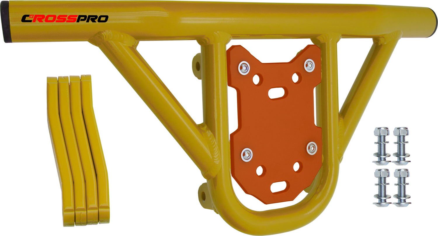 Crosspro - Front Bumper Hat For Yamaha YFM 660 Raptor-Yellow Tube / Orange Plate