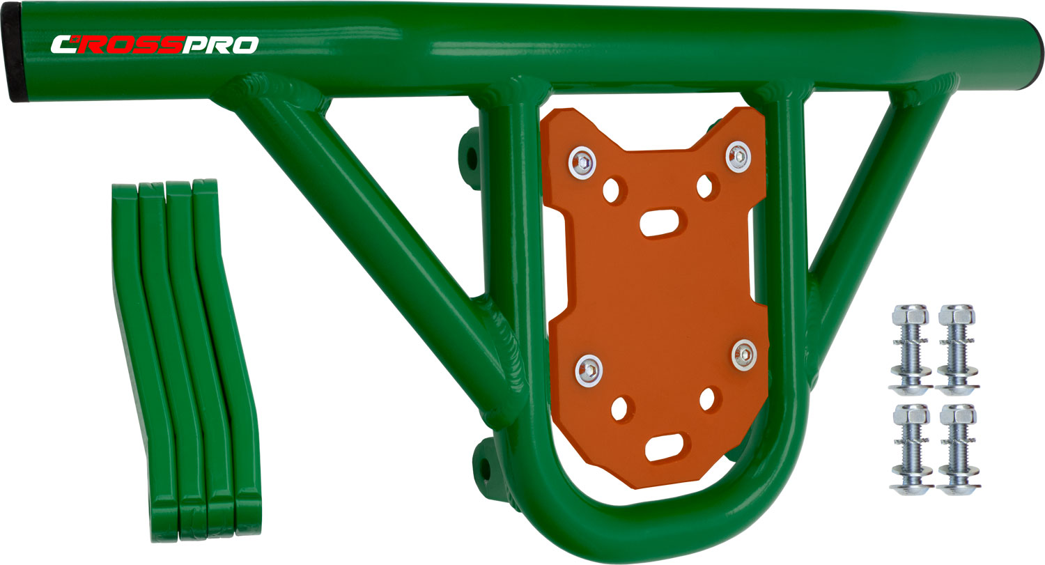 Crosspro - Front Bumper Hat For Yamaha YFM 350 Raptor-Green Tube / Orange Plate