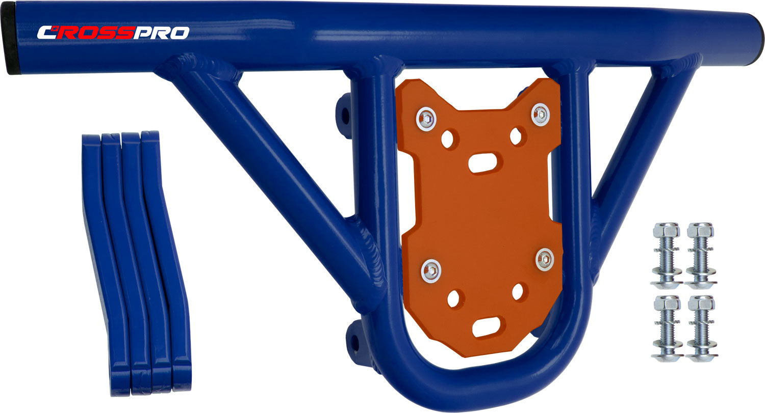 Crosspro - Front Bumper Hat For Yamaha YFM 350 Raptor-Blue Tube / Orange Plate