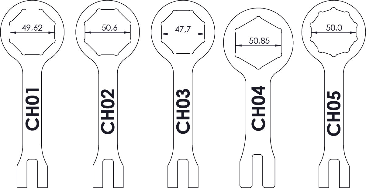 Crosspro - Fork Tool 50mm - Octagonal For Honda CRF 450R, CRF 450RX, Honda CRF 250R, CRF 250RX, CRF 300RX, Kawasaki KLX 450, KX 450F, KX 450XC, SEF 450R, SE 250R, SE 300R, SEF 250R, SEF 300R, Sherco SE 125R, Sherco SEF 250R, SEF 300R, Yamaha WR 250 F-Black