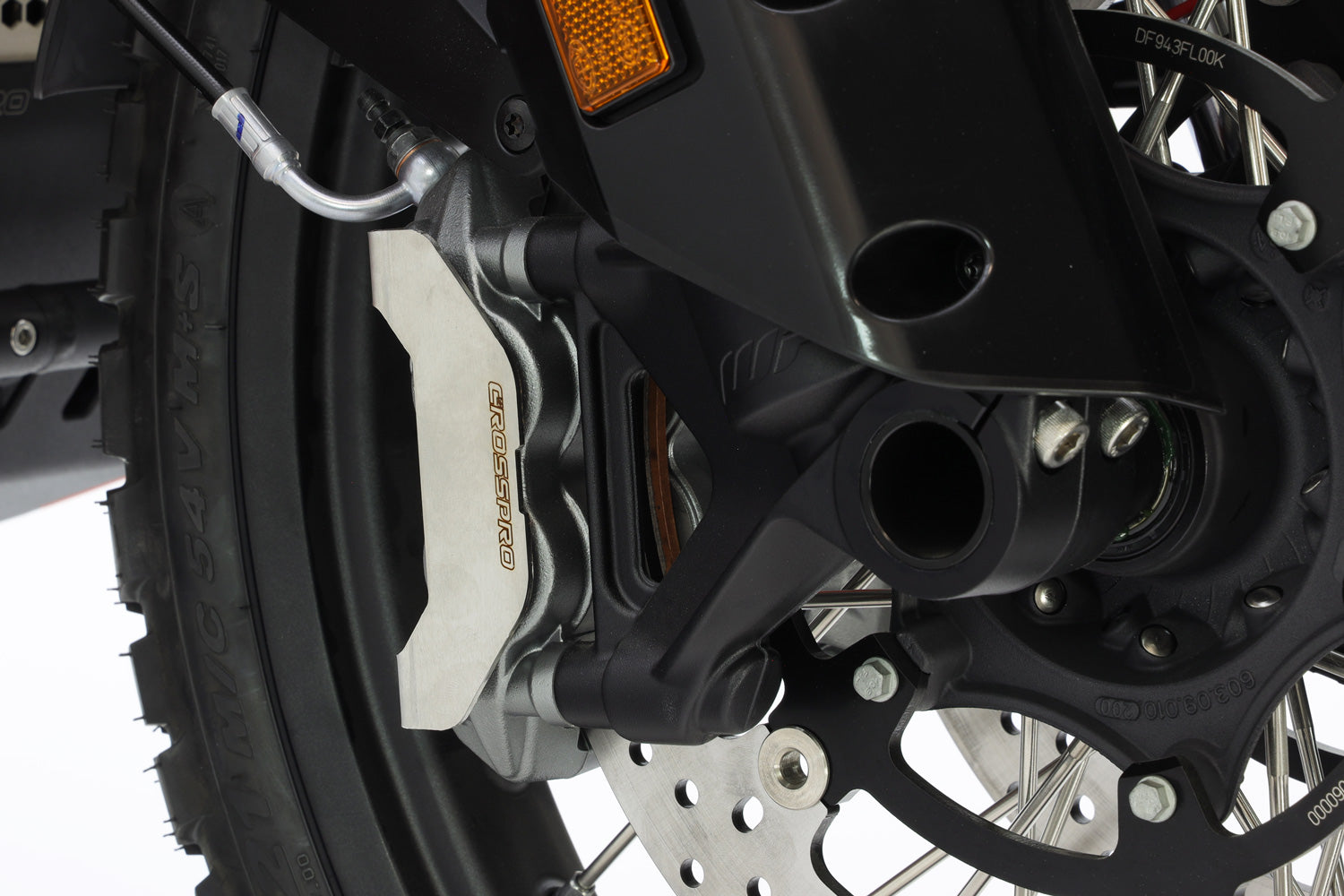Crosspro - Brake Calliper Guard For Husqvarna Norden 901 Expedition, 890 Adventure L, 890 Adventure, KTM 790 Adventure-Brushed stainless steel