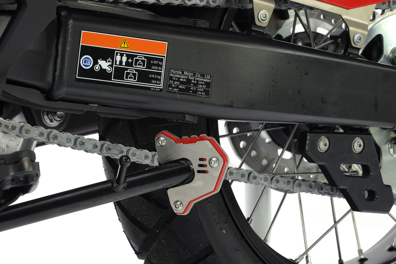 Crosspro - Side Stand Base Extention For Honda XL 750 Transalp-Brushed stainless steel / Red