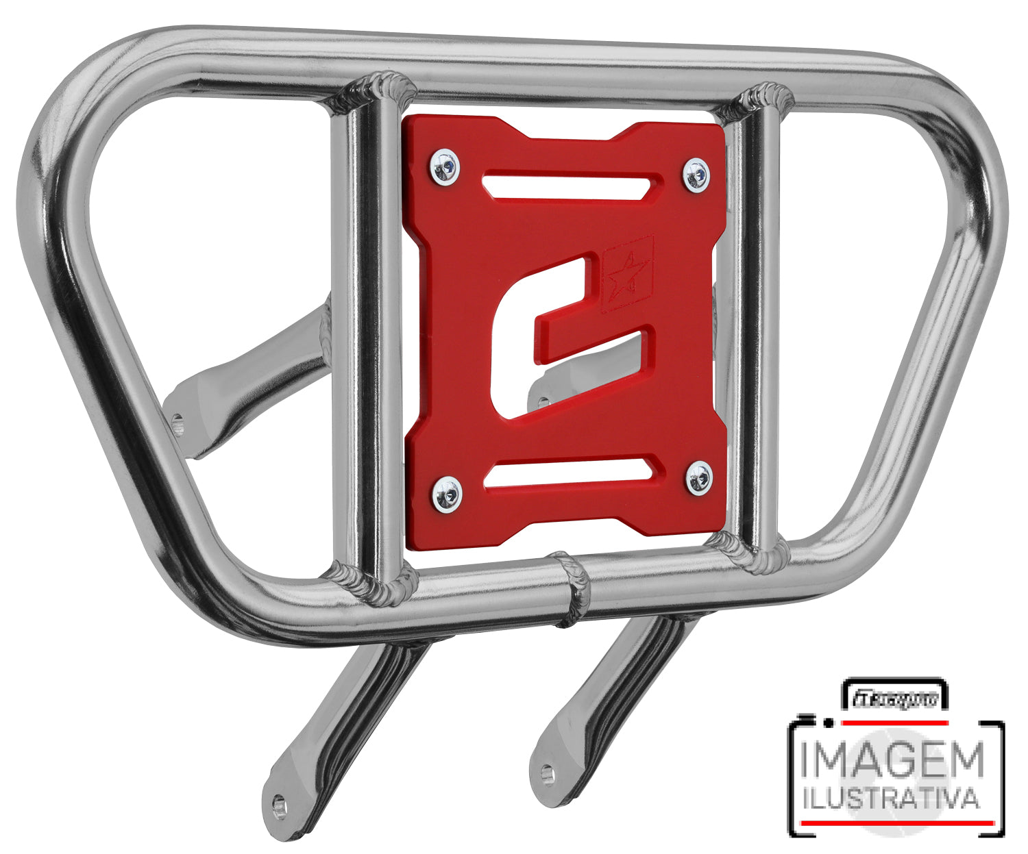 Crosspro - Front Bumper CR01 For Yamaha YFZ 450R-Polish Tubo / Red Plate