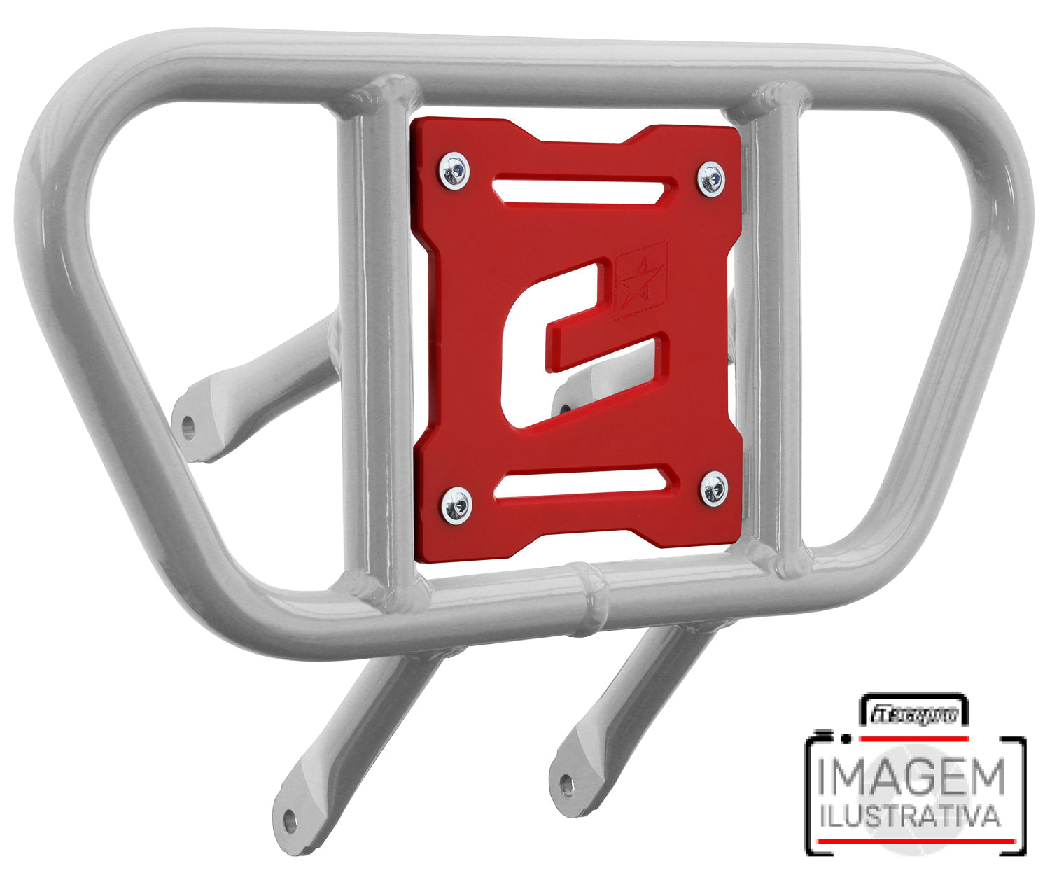 Crosspro - Front Bumper CR01 For Kawasaki KFX 450R-White Tube / Red Plate