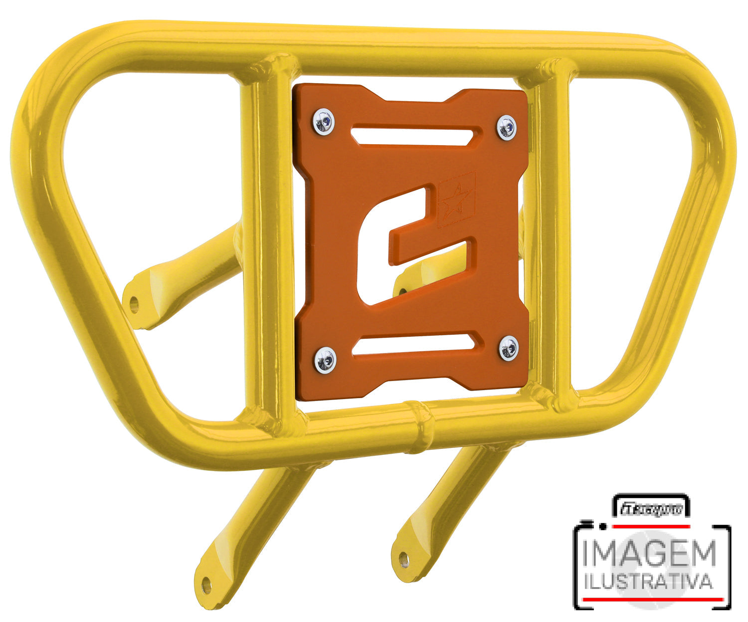 Crosspro - Front Bumper CR01 For Yamaha YFM 700 Raptor-Yellow Tube / Orange Plate