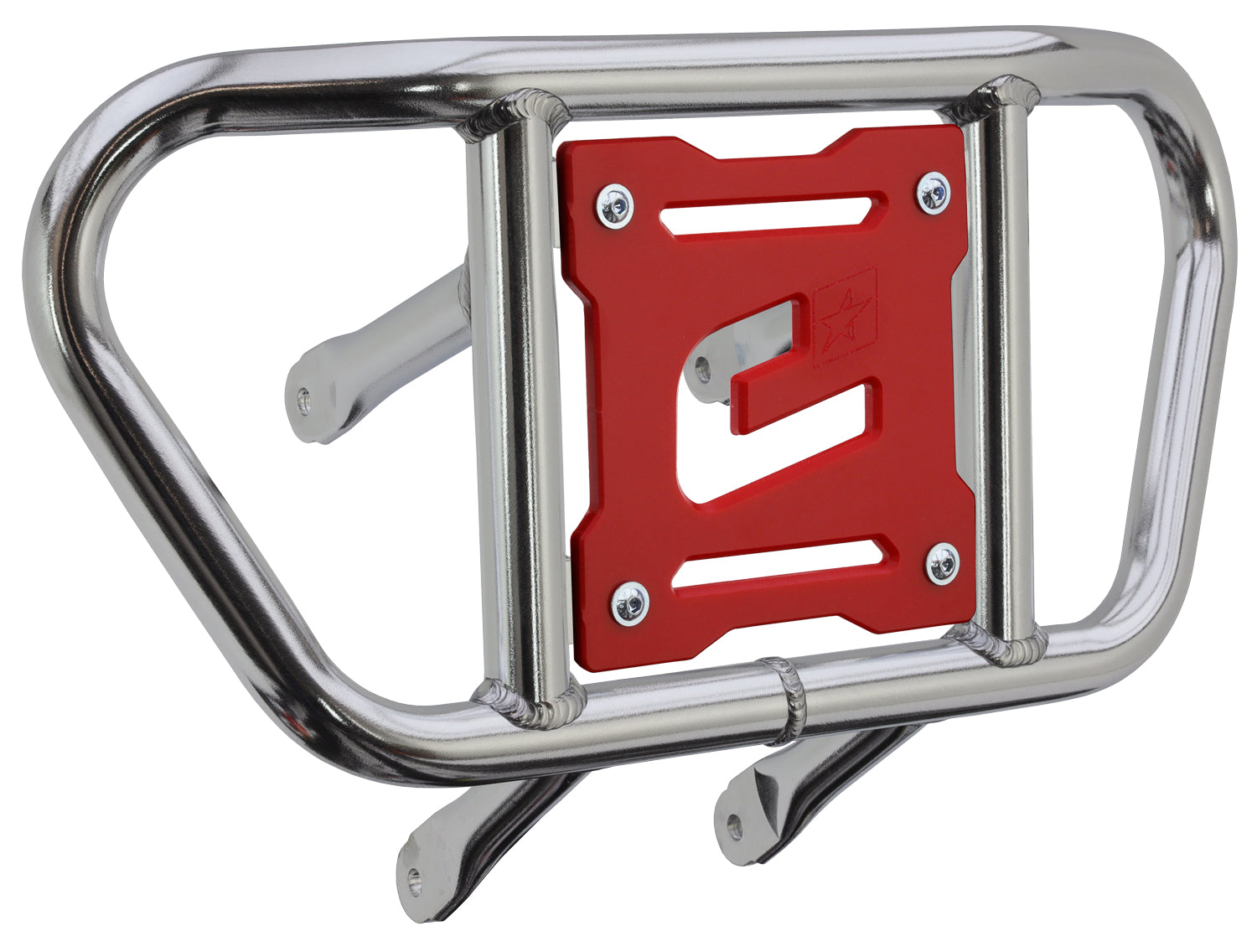 Crosspro - Front Bumper CR02 For Suzuki LT-R 450-Polish Tubo / Red Plate