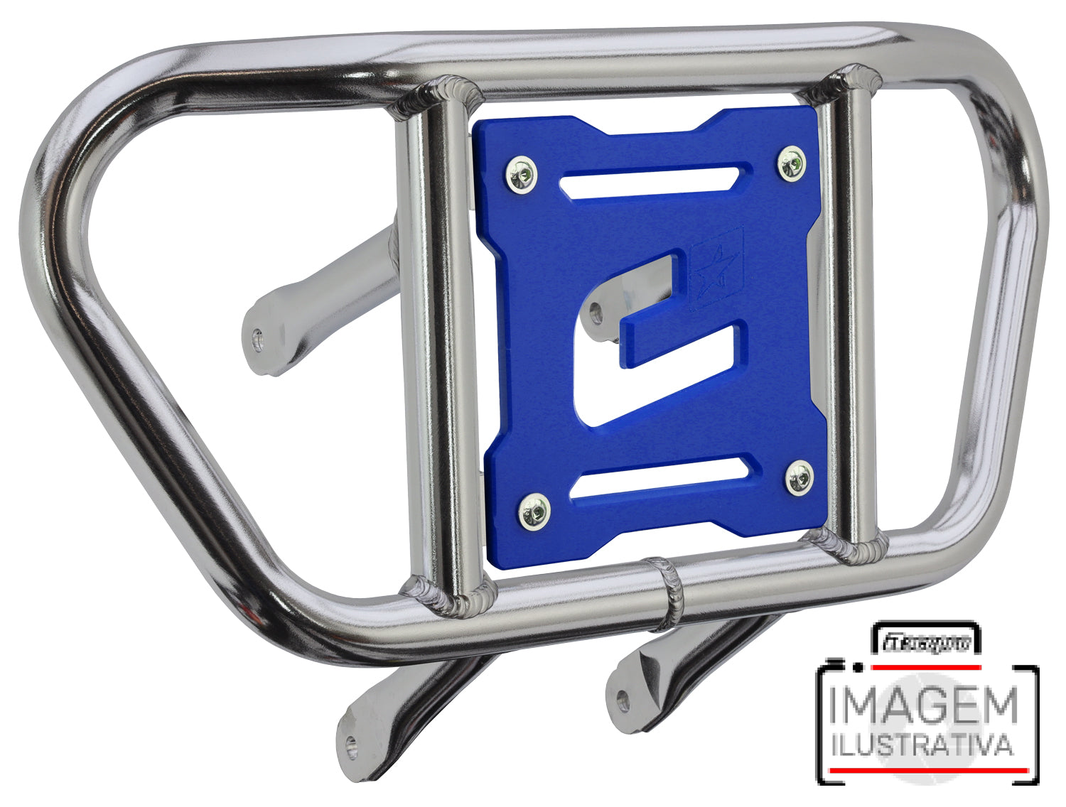 Crosspro - Front Bumper CR02 For Arctic Cat 400 DVX, Honda TRX 400, TRX 450, Honda TRX 400, Kawasaki KFX 400, Suzuki LT-Z 400-Polish Tubo / Blue Plate