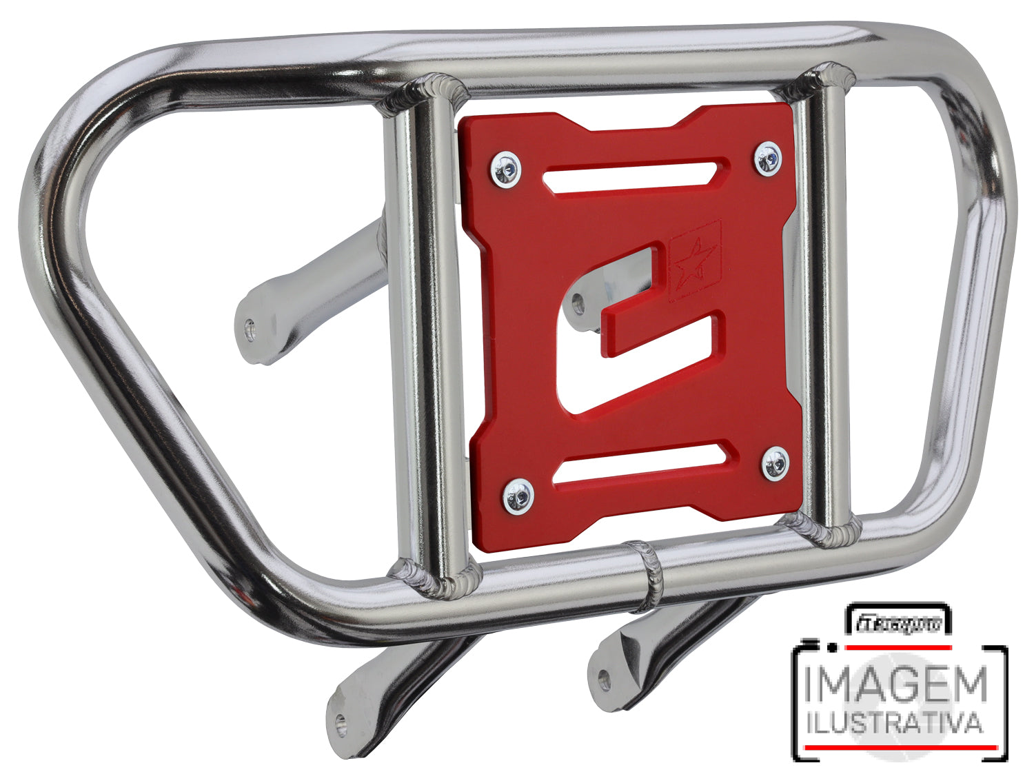 Crosspro - Front Bumper CR02 For Yamaha YFM 660 Raptor-Polish Tubo / Red Plate