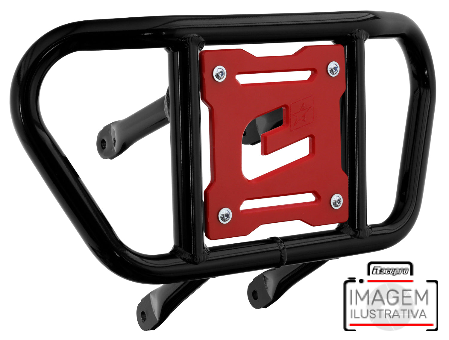 Crosspro - Front Bumper CR02 For Arctic Cat 400 DVX, Honda TRX 400, TRX 450, Honda TRX 400, Kawasaki KFX 400, Suzuki LT-Z 400-Black Tube / Red Plate