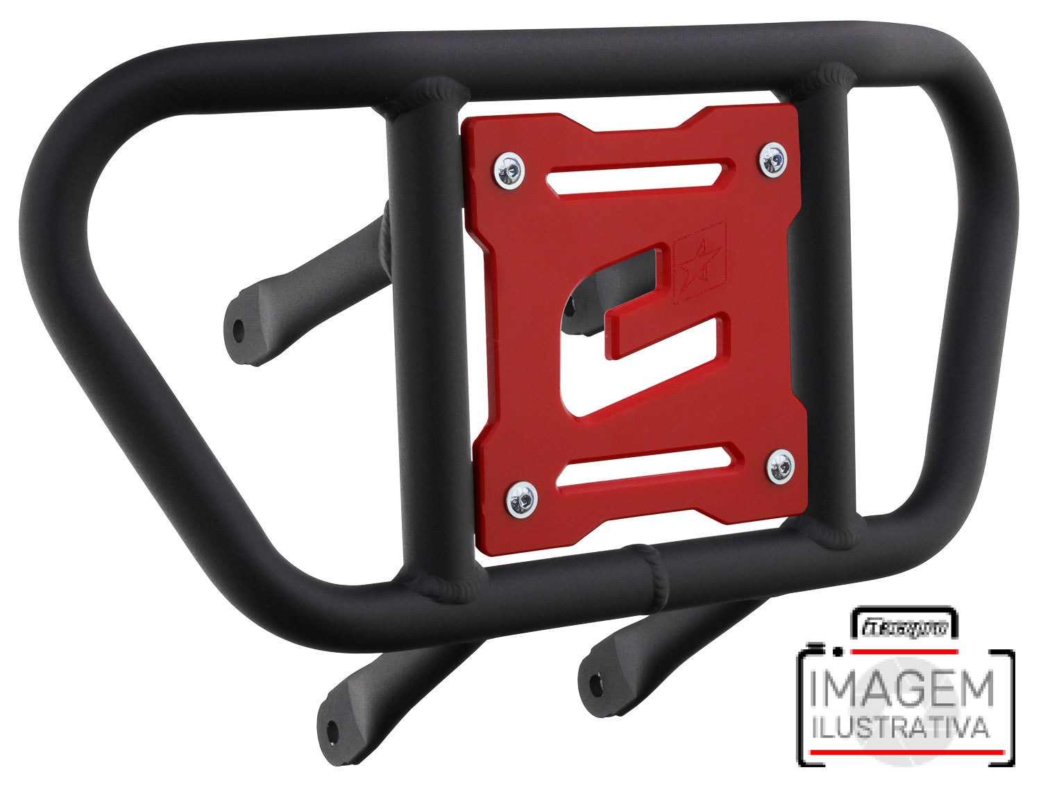 Crosspro - Front Bumper CR02 For Arctic Cat 400 DVX, Honda TRX 400, TRX 450, Honda TRX 400, Kawasaki KFX 400, Suzuki LT-Z 400-Textured Black Tube / Red Plate