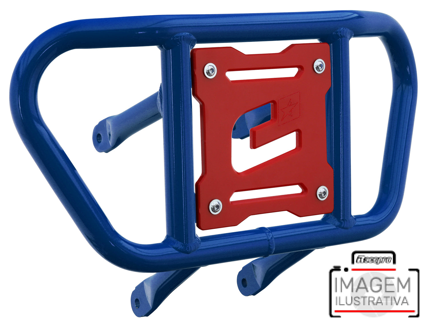 Crosspro - Front Bumper CR02 For Kawasaki KFX 450R-Blue Tube / Red Plate