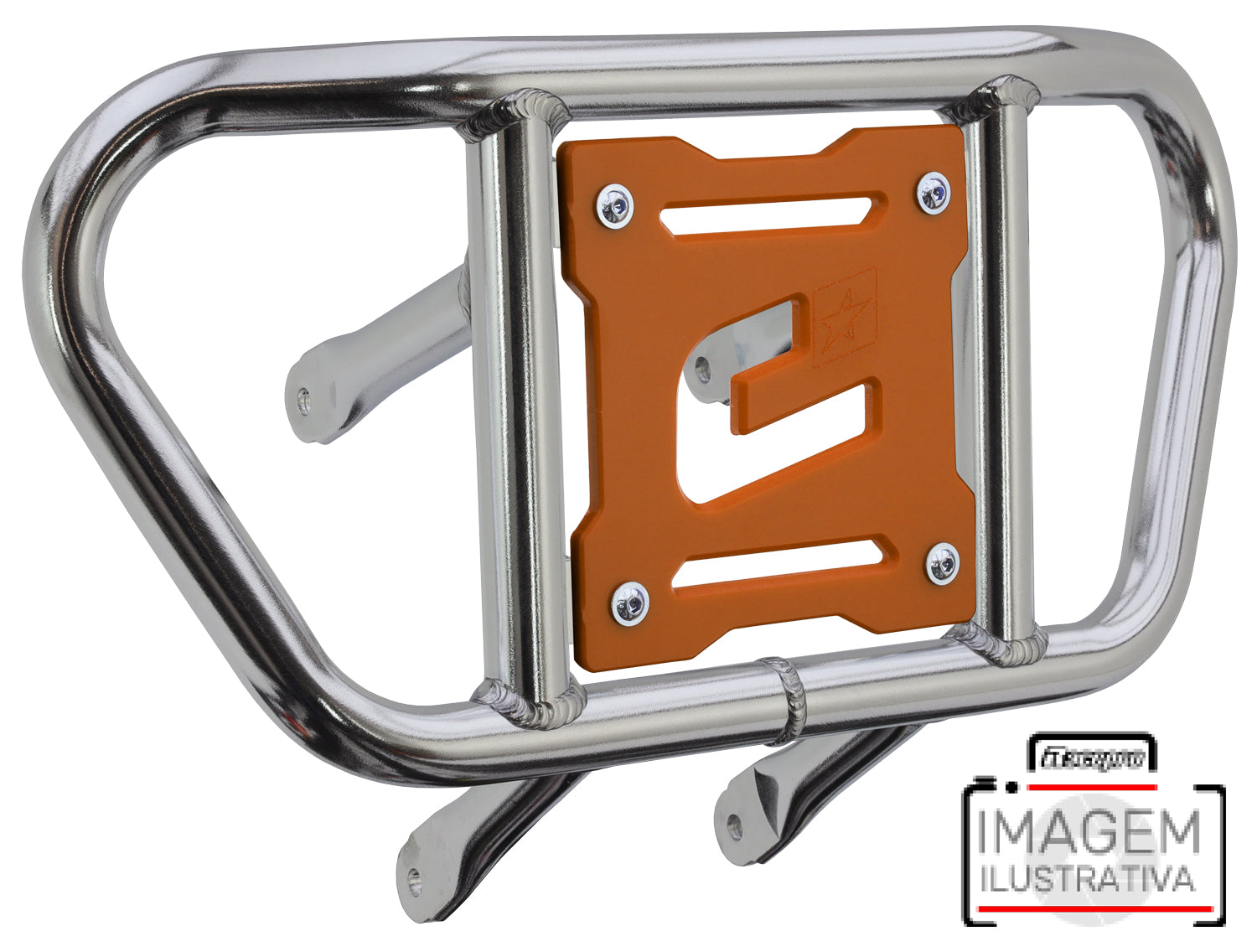 Crosspro - Front Bumper CR02 For Arctic Cat 400 DVX, Honda TRX 400, TRX 450, Honda TRX 400, Kawasaki KFX 400, Suzuki LT-Z 400-Polish Tubo / Orange Plate