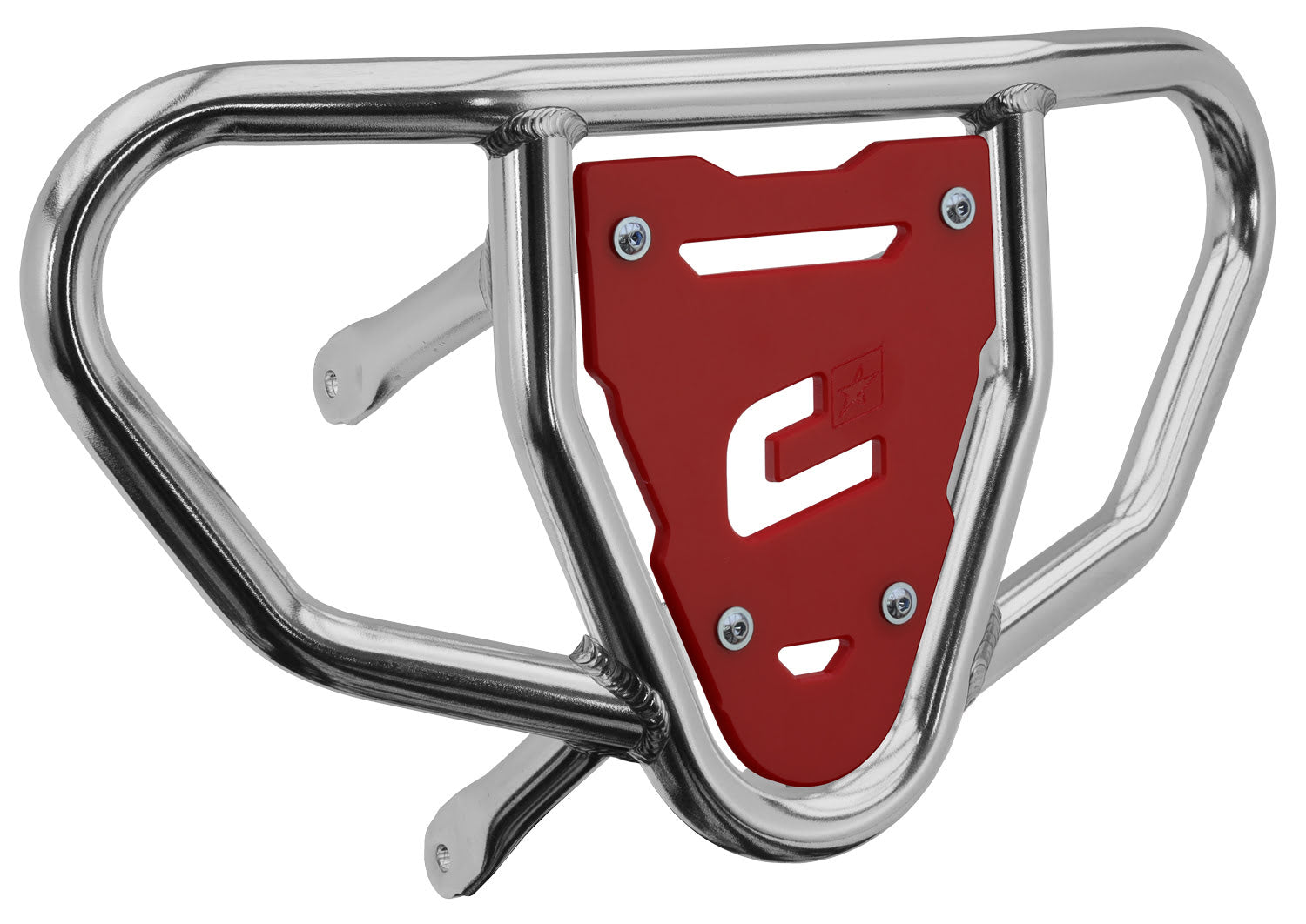 Crosspro - Front Bumper CR03 For Suzuki LT-R 450-Polish Tubo / Red Plate