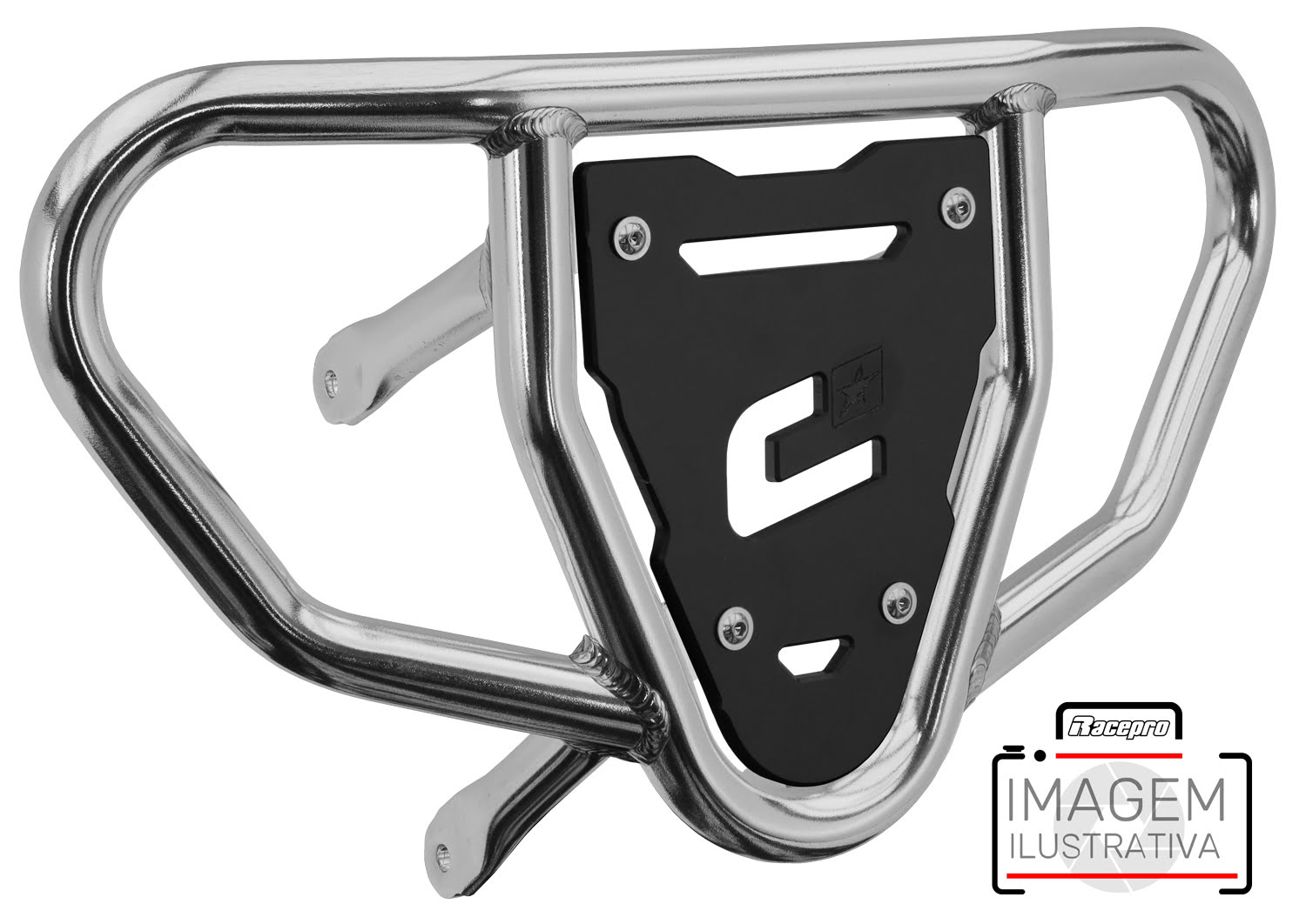 Crosspro - Front Bumper CR03 For Yamaha YFM 700 Raptor-Polish Tubo / Black Plate
