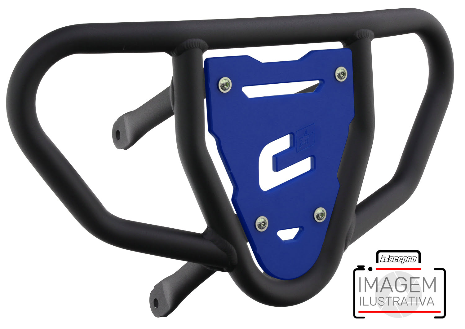 Crosspro - Front Bumper CR03 For Kawasaki KFX 450R-Textured Black Tube / Blue Plate