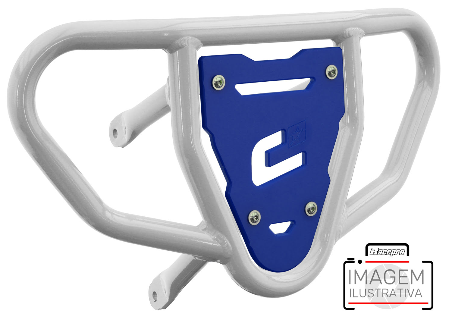 Crosspro - Front Bumper CR03 For Yamaha YFM 700 Raptor-White Tube / Blue Plate