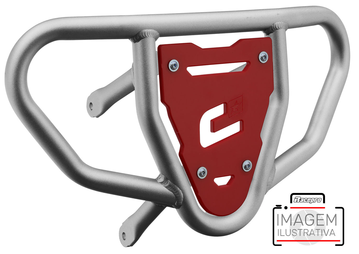Crosspro - Front Bumper CR03 For Kawasaki KFX 450R-Ice Polish Tube / Red Plate