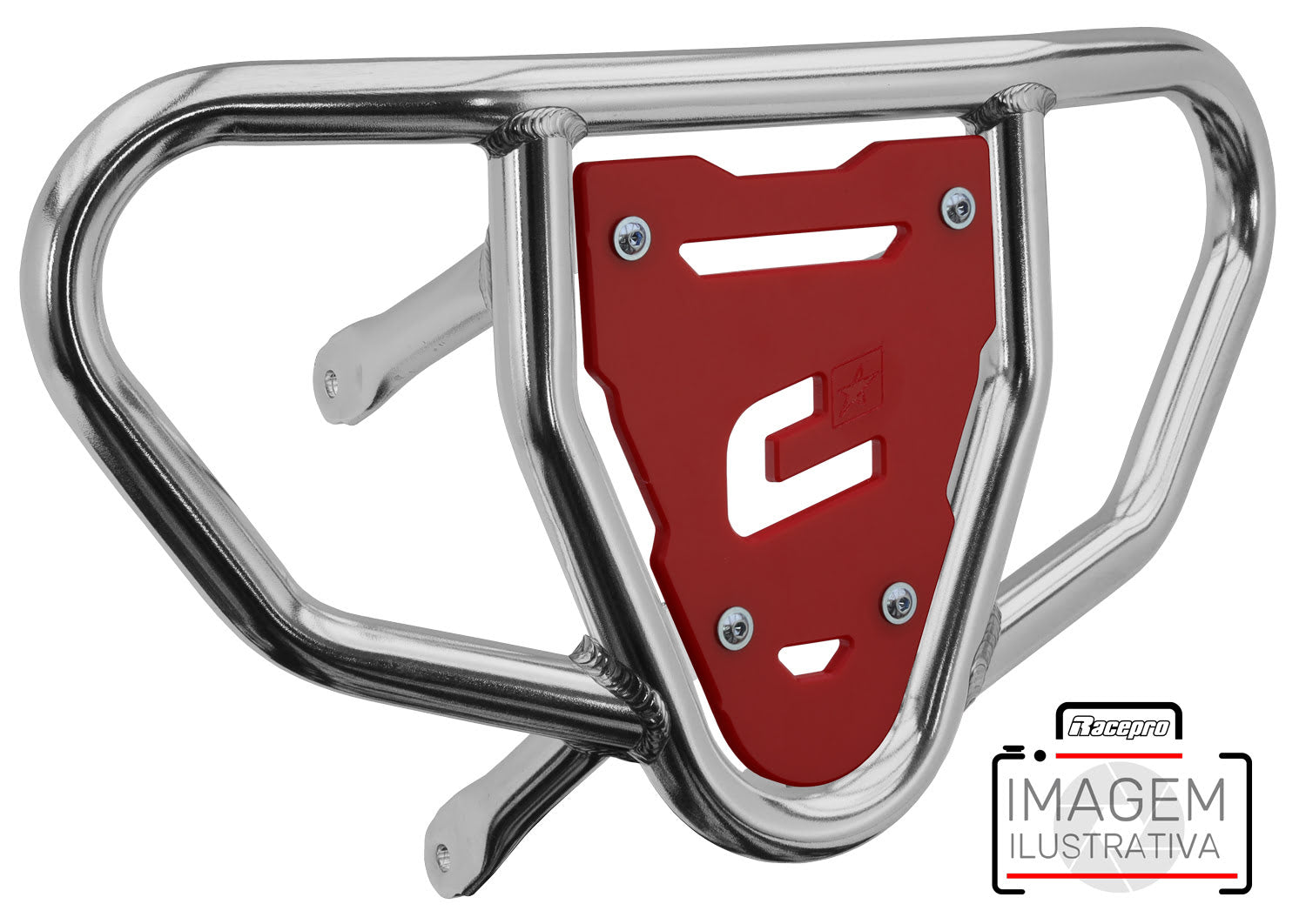 Crosspro - Front Bumper CR03 For Kawasaki KFX 450R-Polish Tubo / Red Plate