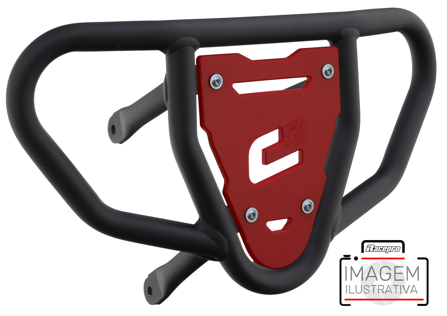 Crosspro - Front Bumper CR03 For Yamaha YFM 700 Raptor-Textured Black Tube / Red Plate