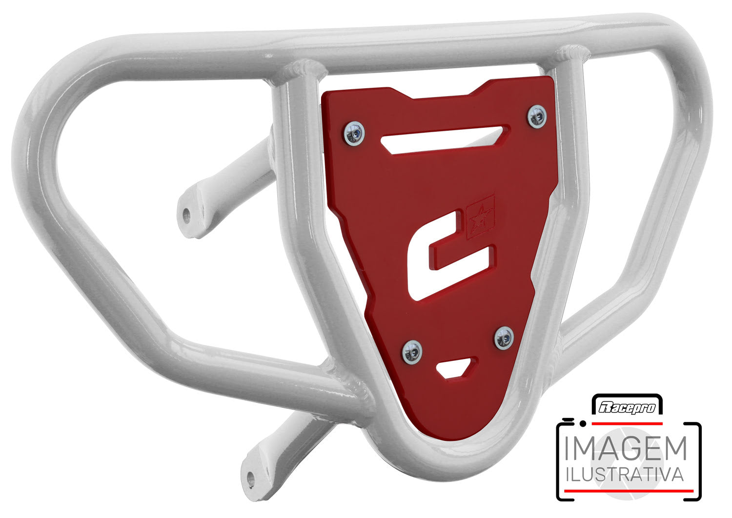 Crosspro - Front Bumper CR03 For Arctic Cat 400 DVX, Honda TRX 400, TRX 450, Honda TRX 400, Kawasaki KFX 400, Suzuki LT-Z 400-White Tube / Red Plate