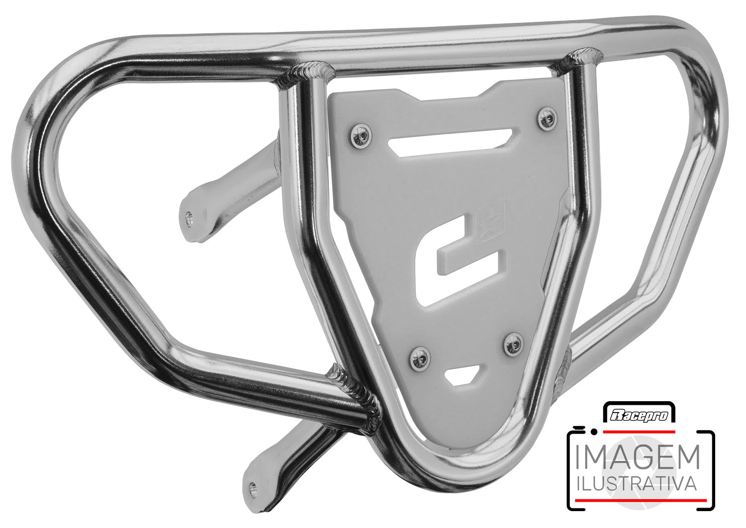 Crosspro - Front Bumper CR03 For Can Am (BRP) DS 450-Polish Tubo / White Plate