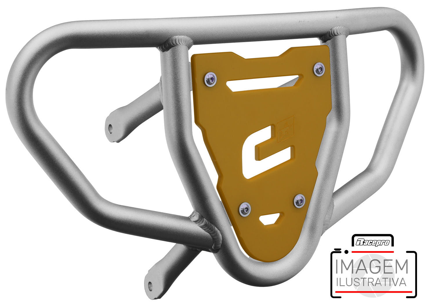Crosspro - Front Bumper CR03 For Yamaha YFM 660 Raptor-Ice Polish Tube / Yellow Plate