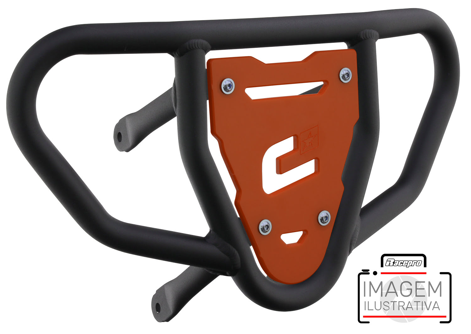 Crosspro - Front Bumper CR03 For Yamaha YFM 700 Raptor-Textured Black Tube / Orange Plate