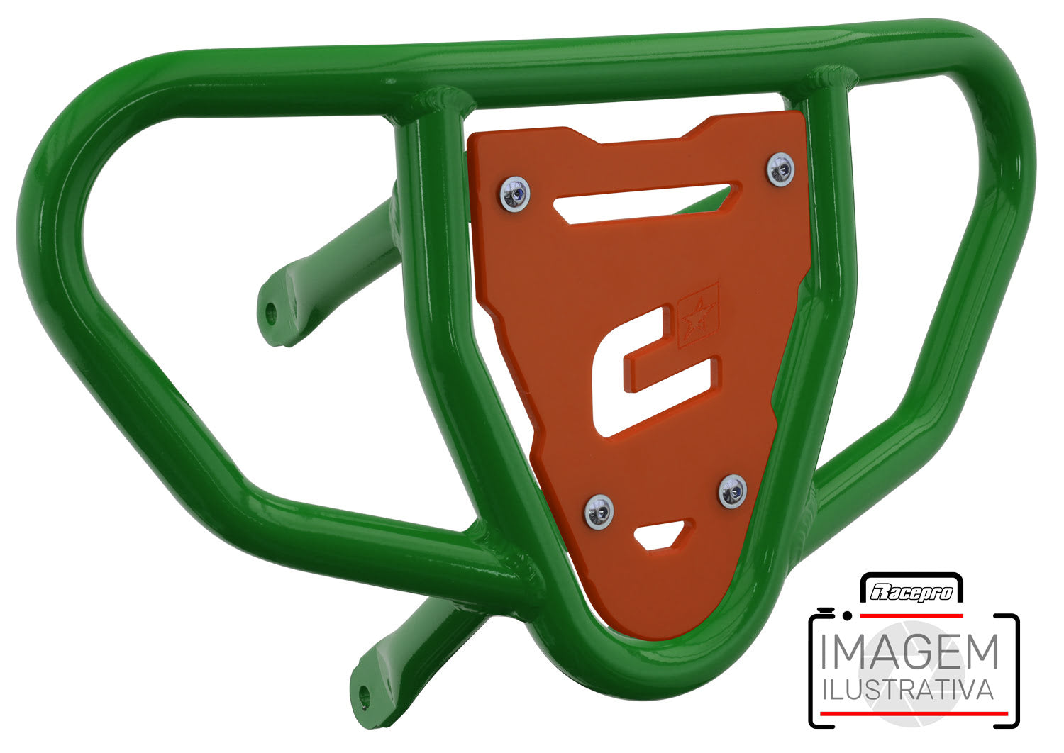 Crosspro - Front Bumper CR03 For Kawasaki KFX 450R-Green Tube / Orange Plate