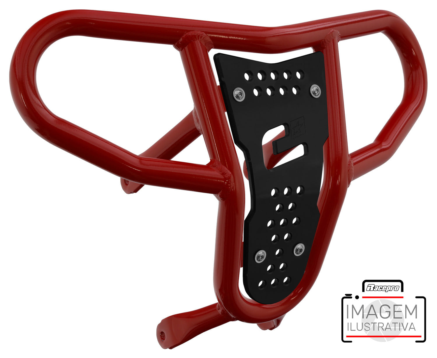 Crosspro - Front Bumper CR04 For Yamaha YFM 660 Raptor-Red Tube / Black Plate