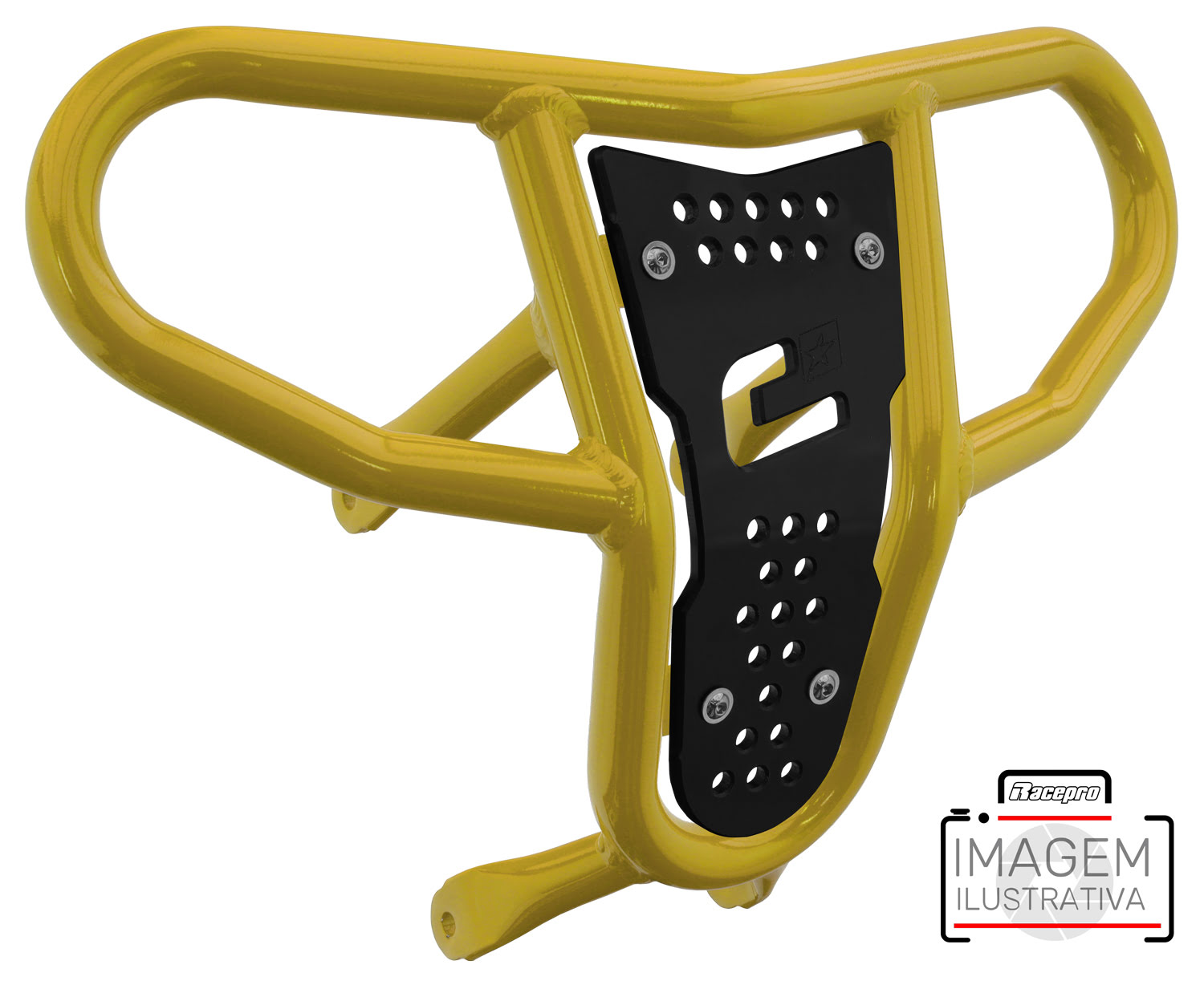 Crosspro - Front Bumper CR04 For Yamaha YFM 660 Raptor-Yellow Tube / Black Plate