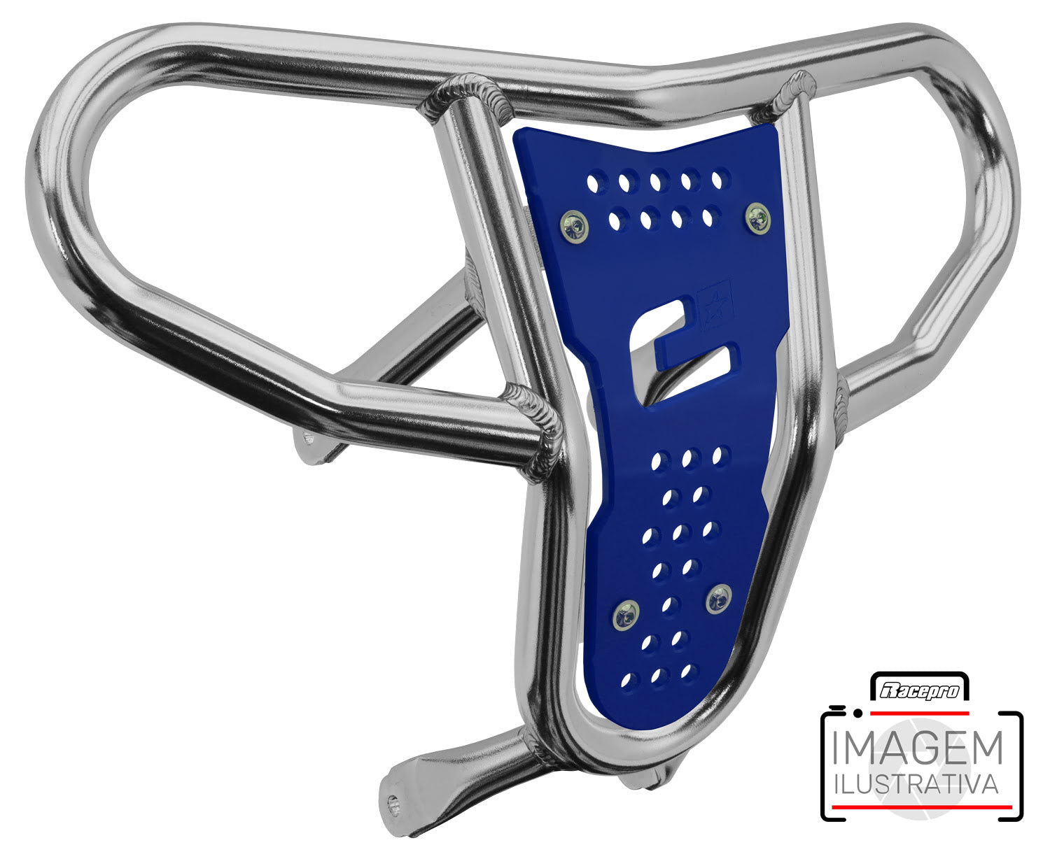 Crosspro - Front Bumper CR04 For Kawasaki KFX 450R-Polish Tubo / Blue Plate