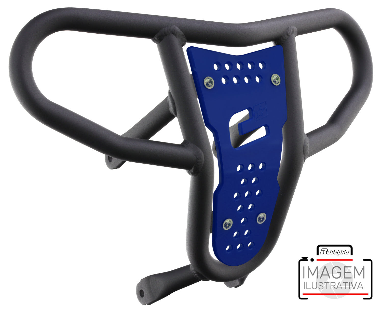 Crosspro - Front Bumper CR04 For Yamaha YFM 700 Raptor-Textured Black Tube / Blue Plate