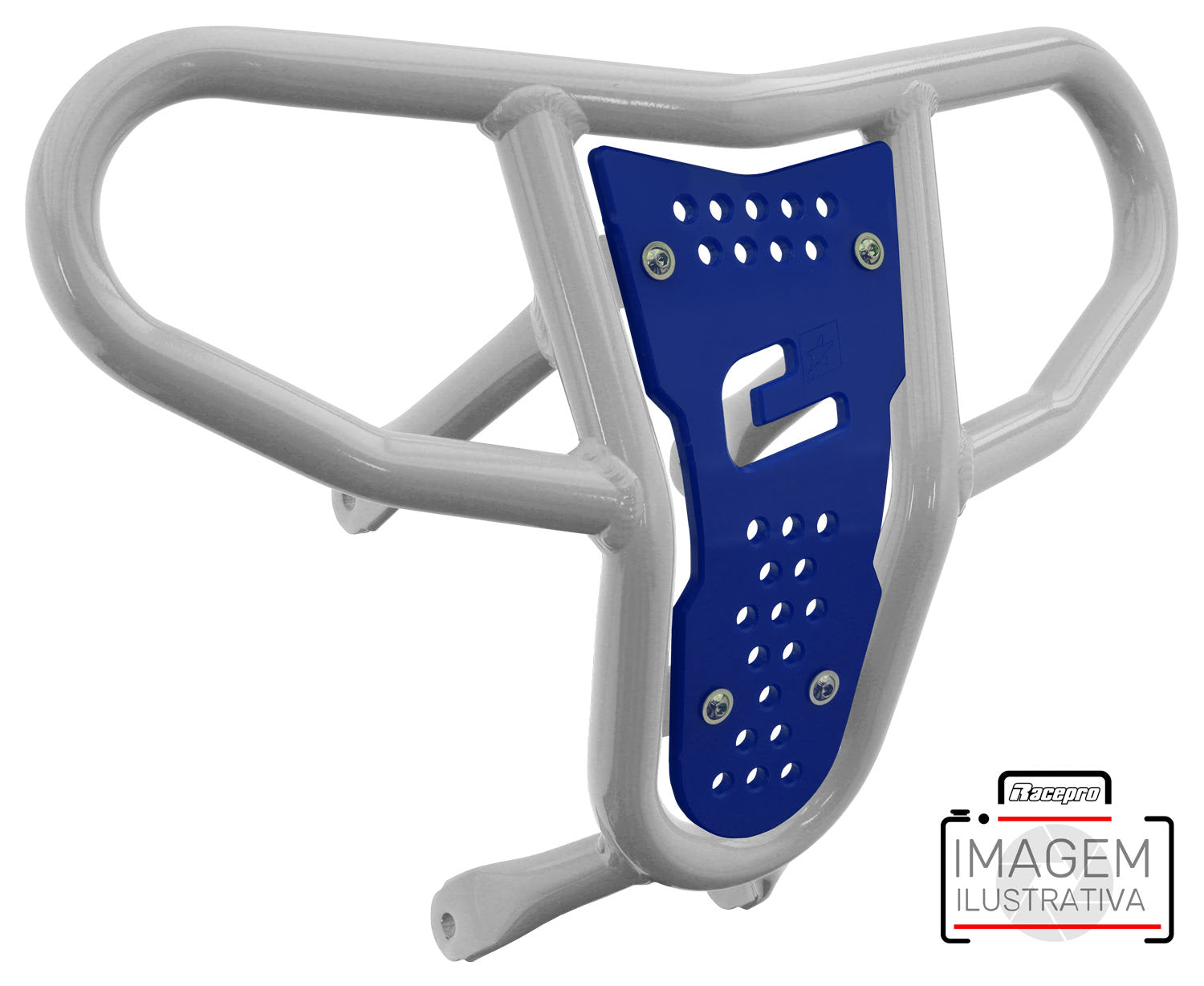 Crosspro - Front Bumper CR04 For Yamaha YFM 700 Raptor-White Tube / Blue Plate