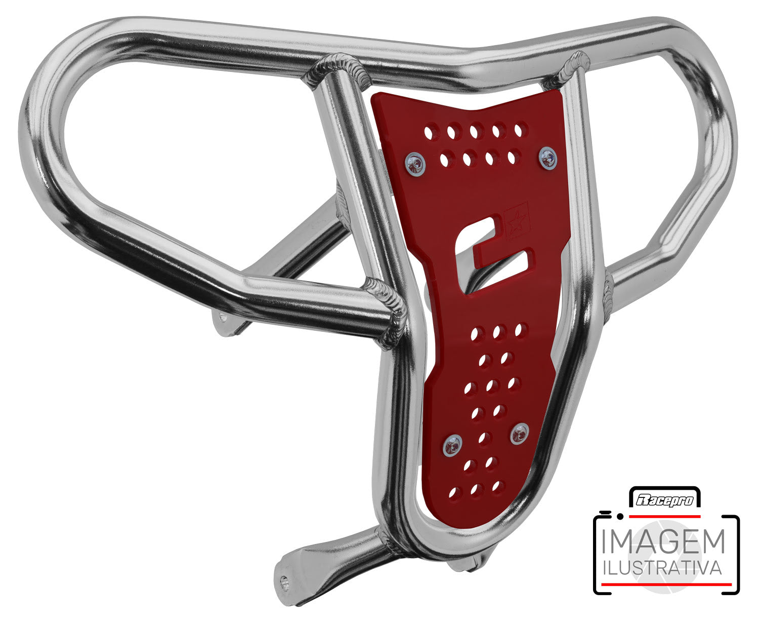 Crosspro - Front Bumper CR04 For Yamaha YFZ 450R-Polish Tubo / Red Plate