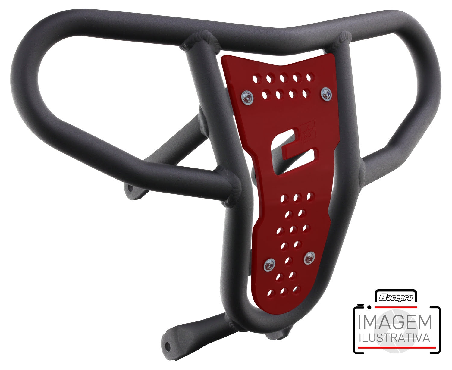 Crosspro - Front Bumper CR04 For Yamaha YFM 660 Raptor-Textured Black Tube / Red Plate