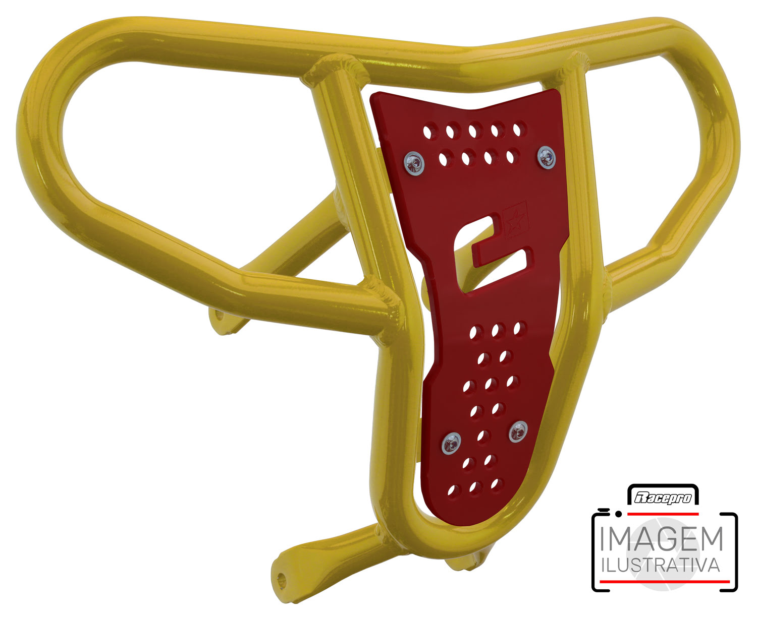 Crosspro - Front Bumper CR04 For Yamaha YFM 700 Raptor-Yellow Tube / Red Plate