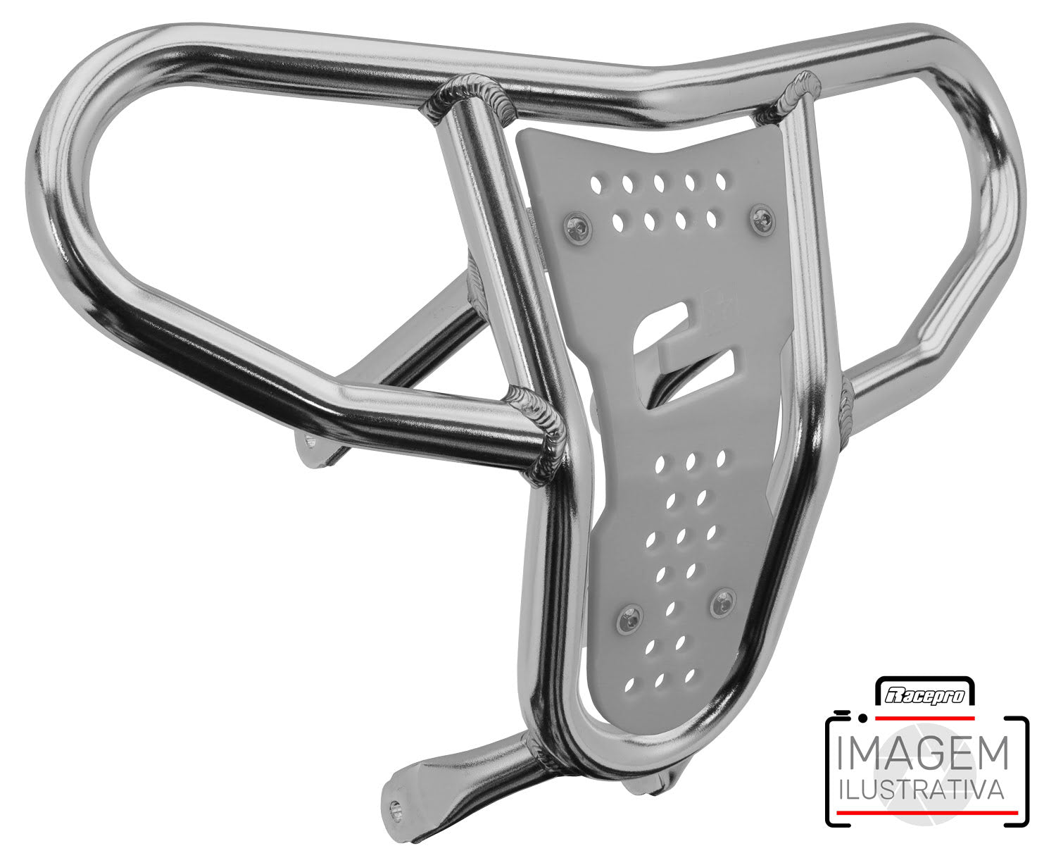 Crosspro - Front Bumper CR04 For Kawasaki KFX 450R-Polish Tubo / White Plate