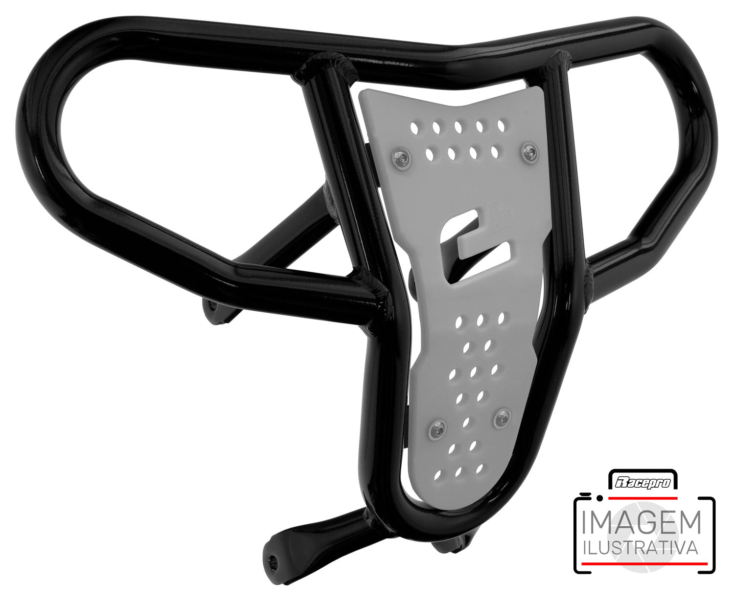 Crosspro - Front Bumper CR04 For Yamaha YFM 700 Raptor-Black Tube / White Plate