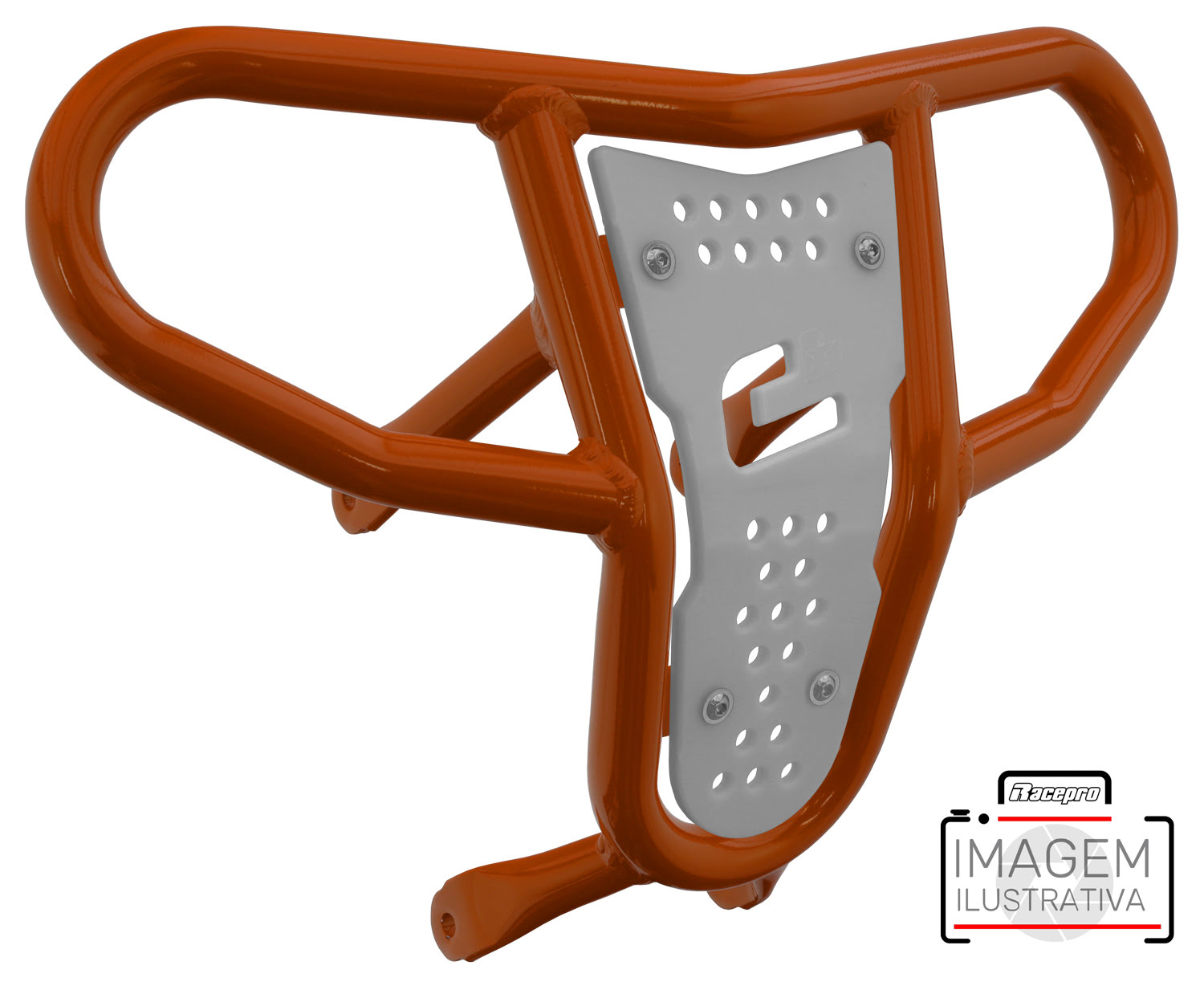 Crosspro - Front Bumper CR04 For Yamaha YFM 660 Raptor-Orange Tube / White Plate