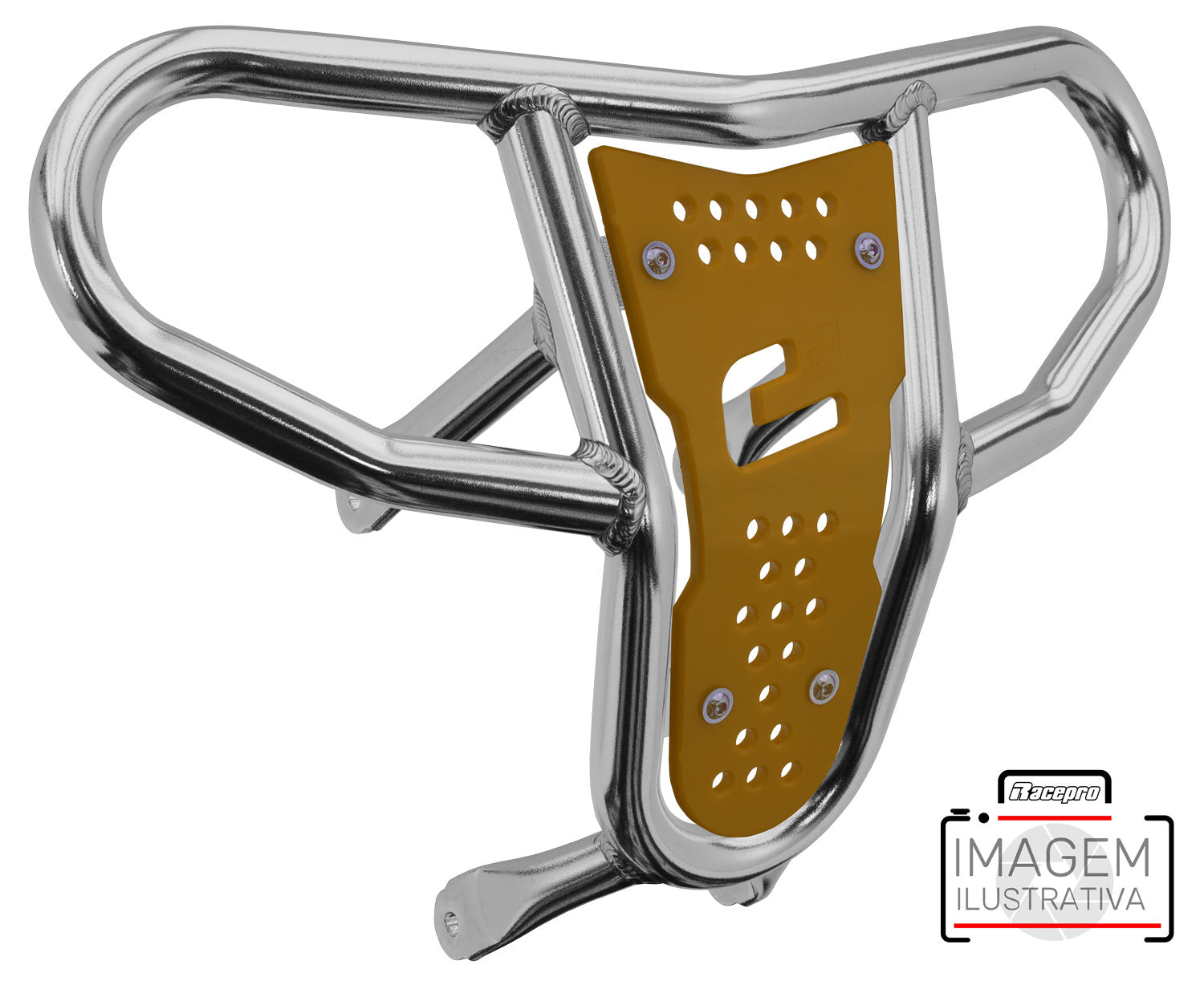 Crosspro - Front Bumper CR04 For Yamaha YFM 660 Raptor-Polish Tubo / Yellow Plate