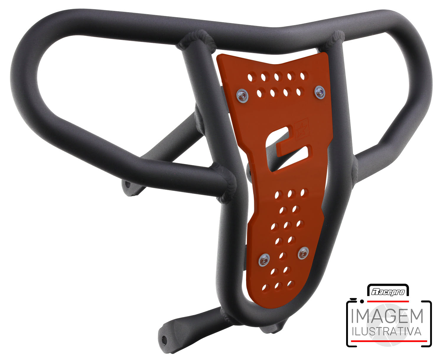 Crosspro - Front Bumper CR04 For Yamaha YFM 700 Raptor-Textured Black Tube / Orange Plate